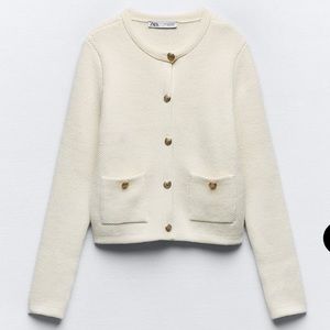 ZARA Knit Cardigan with Golden Buttons Small
